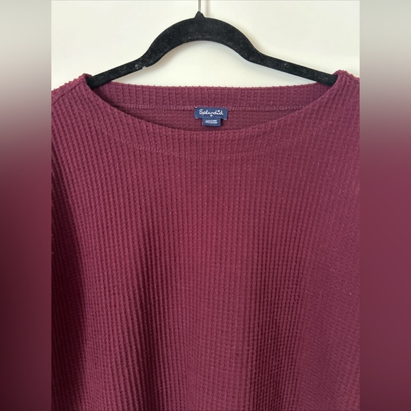 Splendid Woman’s Sz M Burgundy Boxy Oversized Ribbed Knit Boatneck Sweater - Picture 2 of 7